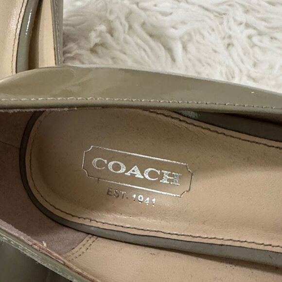 Coach Women's Taupe Peep Toe Heels Size 8B - Picture 9 of 11